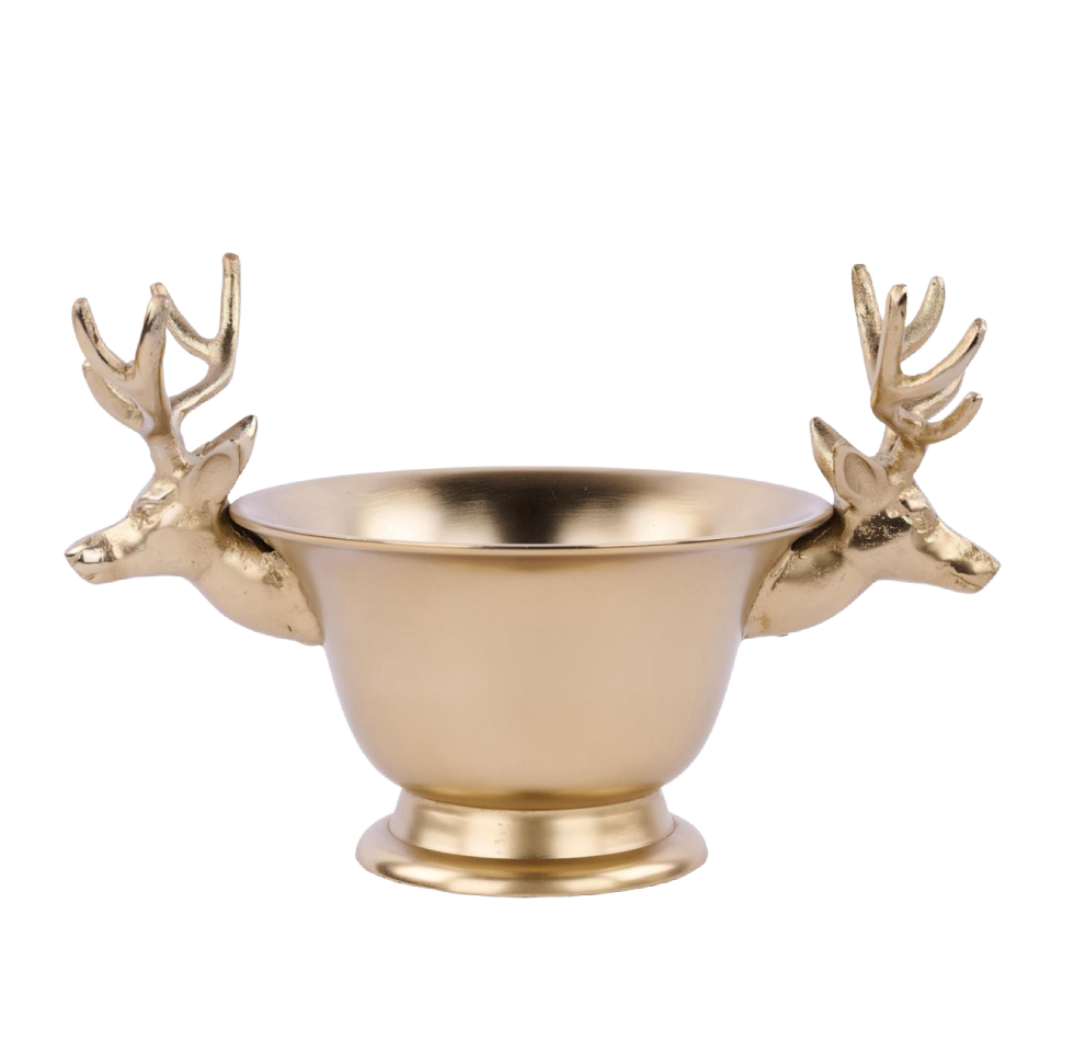 Double Deer Gold Finish Bowl