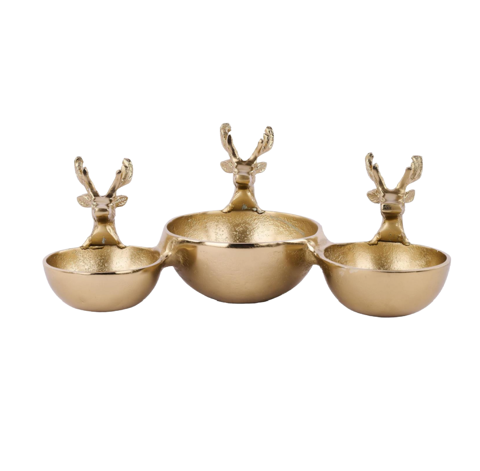 Deer Triple Gold Finish Bowl