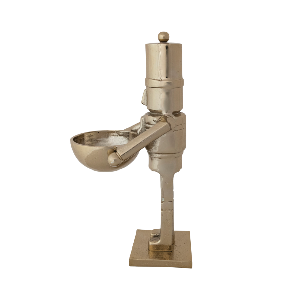 Gold Finish Nutcracker Holding Bowl