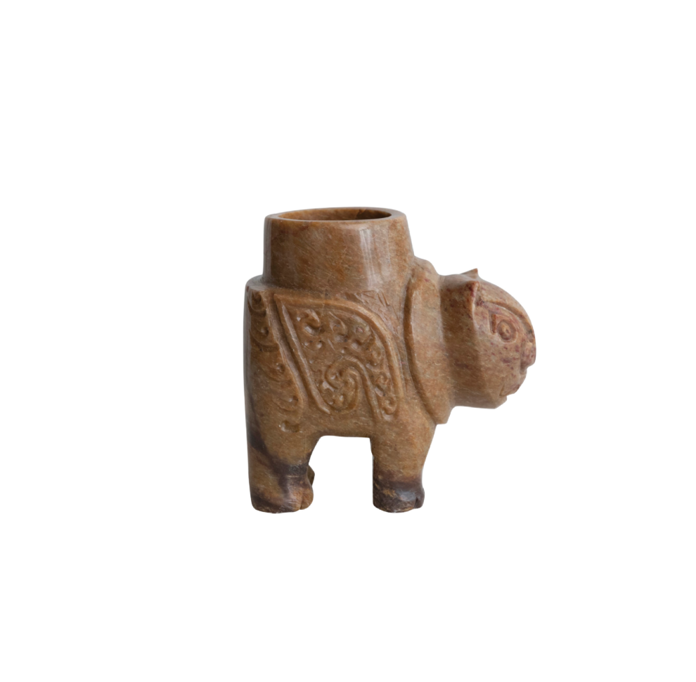 Hand-Carved Soapstone Mythical Creature Tealight Holder