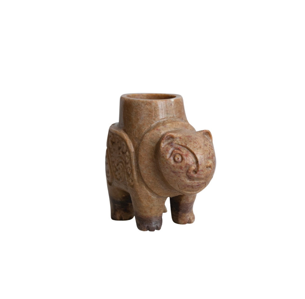 Hand-Carved Soapstone Mythical Creature Tealight Holder