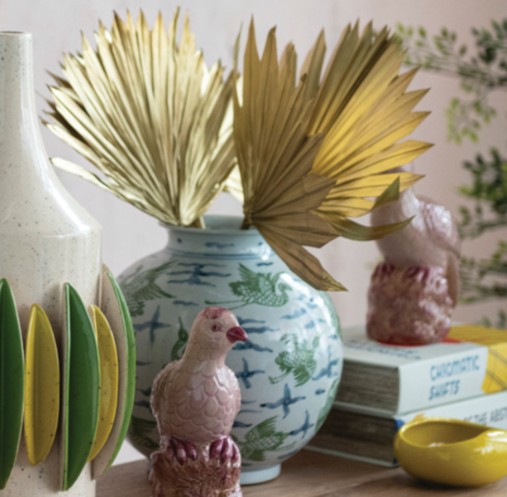 Hand-Painted Crane Pattern Ceramic Vase