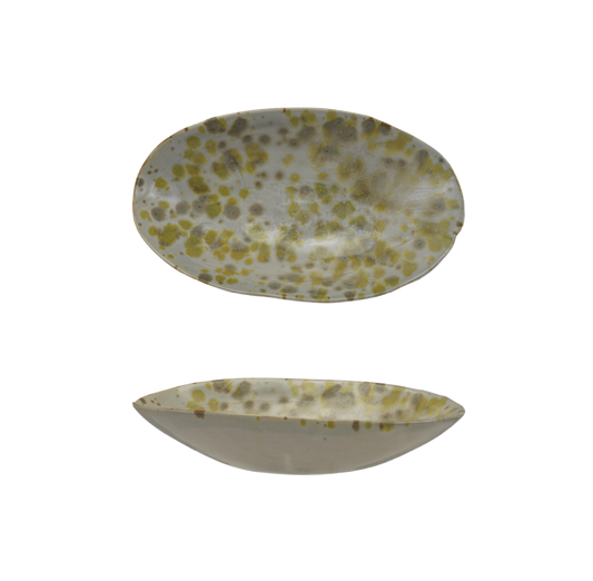 Cream & Brown Stoneware Dish