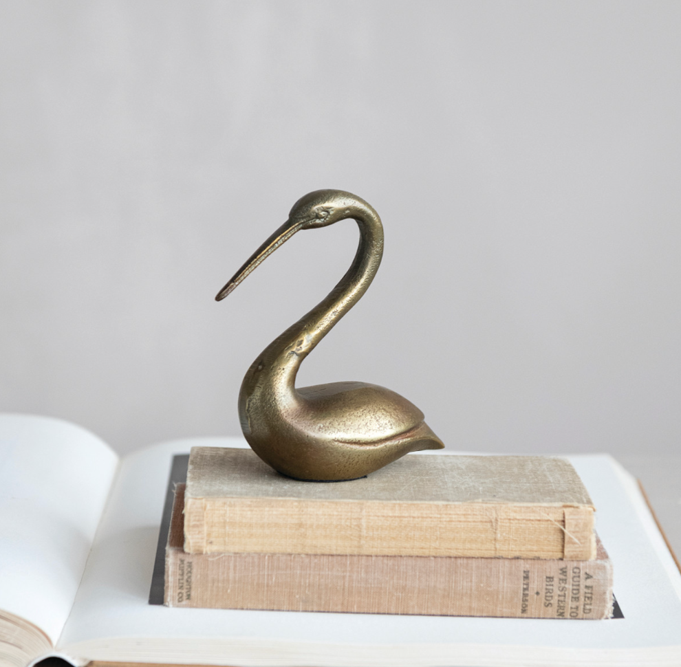 Cast Aluminum Bird Antique Brass Finish