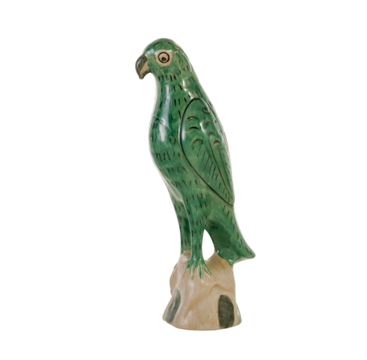 Hand-Painted Stoneware Vintage Reproduction Parrot