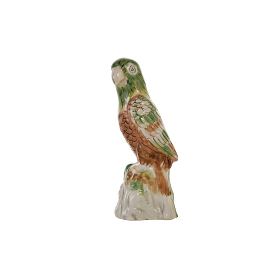 Small Hand-Painted Stoneware Vintage Reproduction Parrot