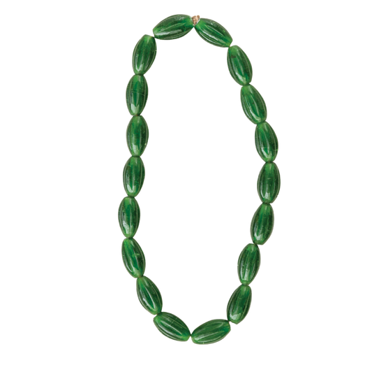 Green Hand-Blown Glass Beads on Jute Cord