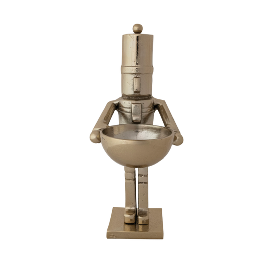 Gold Finish Nutcracker Holding Bowl