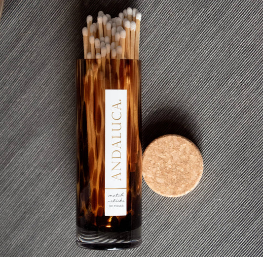 Tortoise Glass Jar with Cork Lid & 60 Wooden Matches