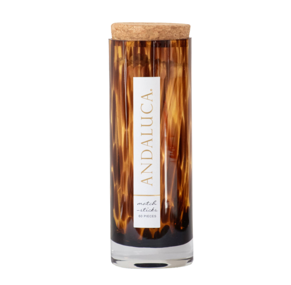 Tortoise Glass Jar with Cork Lid & 60 Wooden Matches