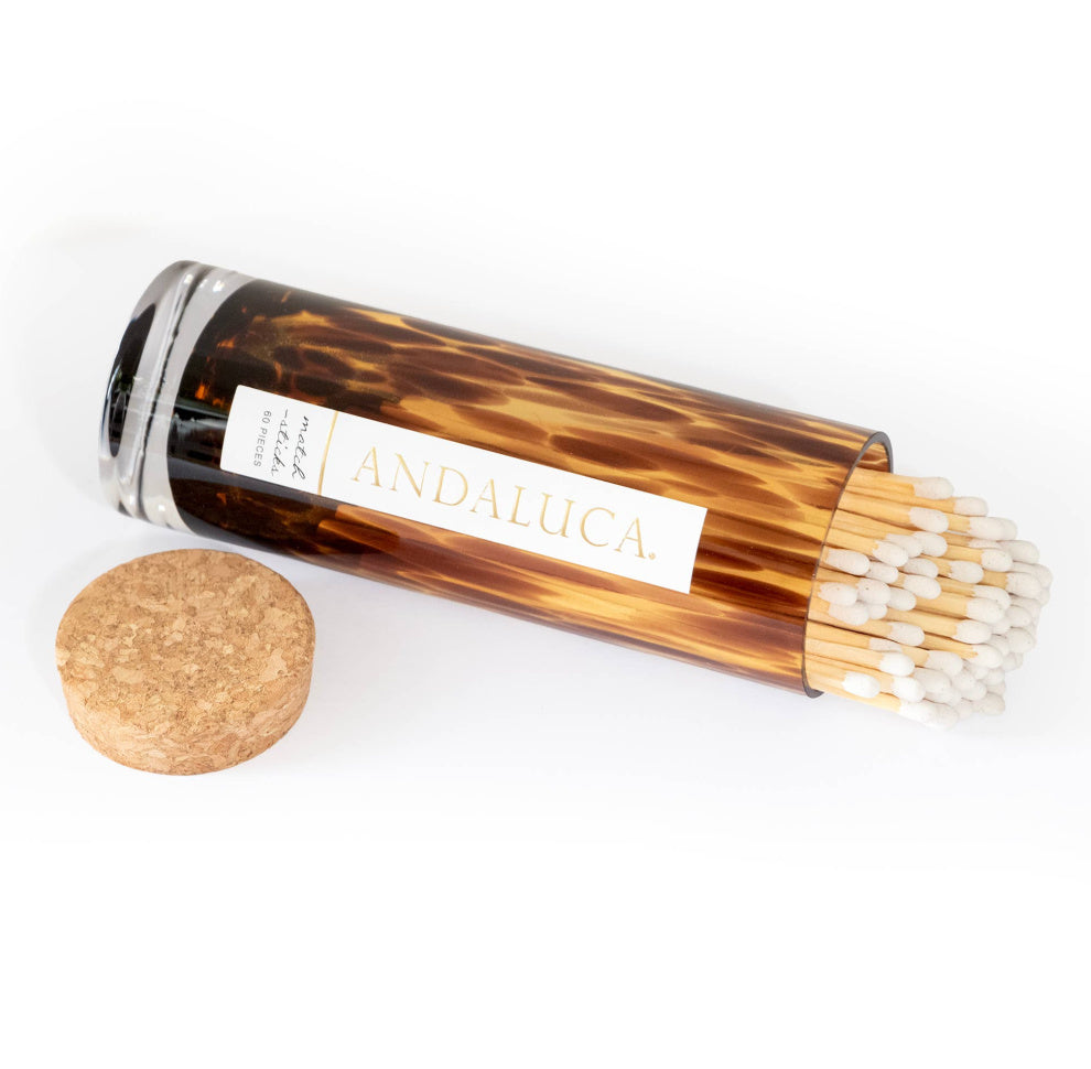Tortoise Glass Jar with Cork Lid & 60 Wooden Matches