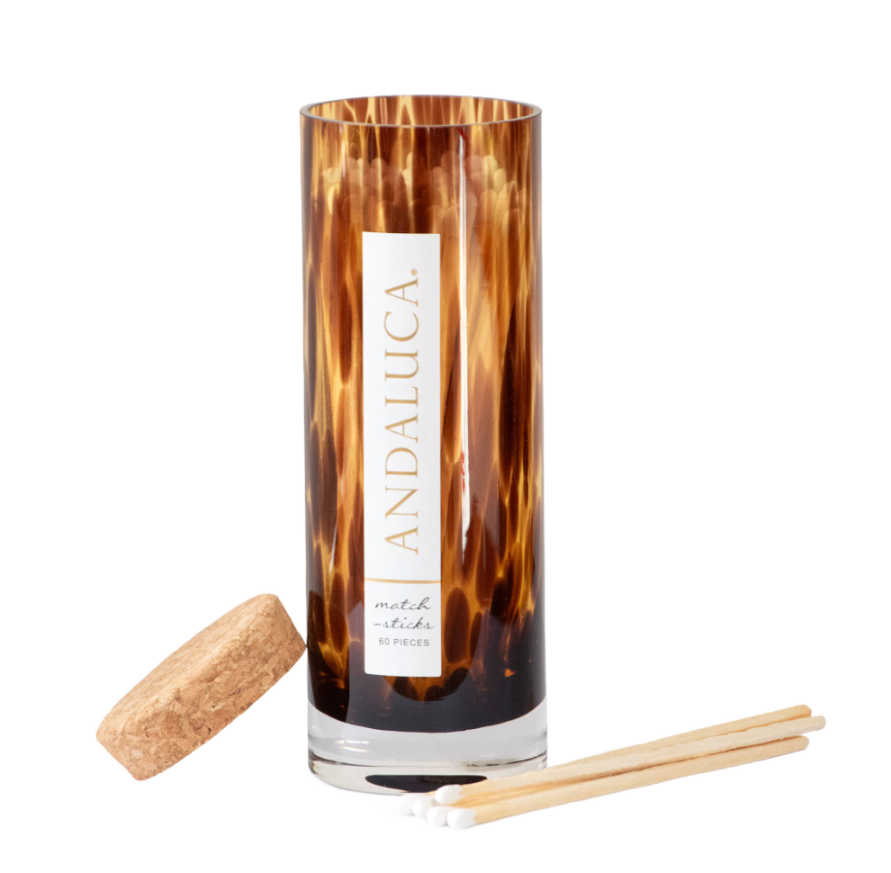 Tortoise Glass Jar with Cork Lid & 60 Wooden Matches