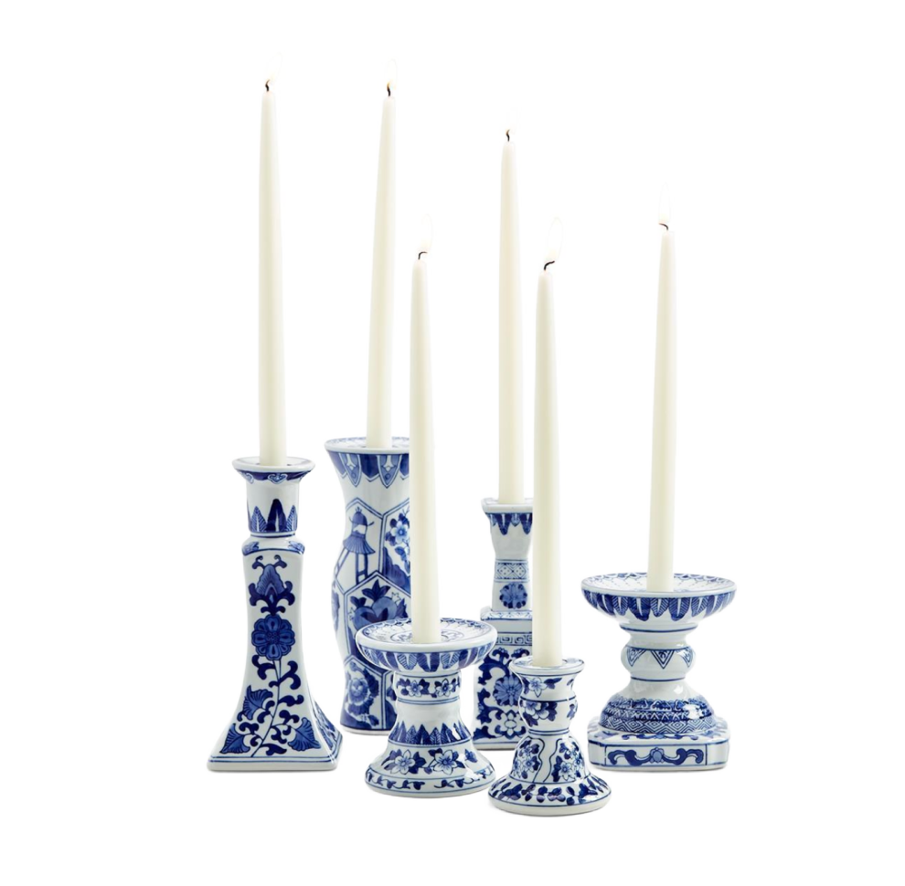 Blue and White Ceramic Candleholders