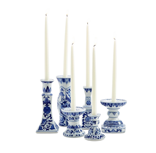 Blue and White Ceramic Candleholders