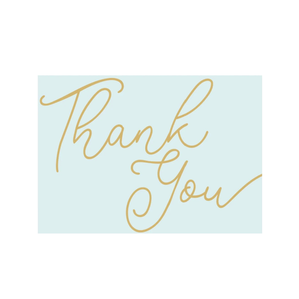 Gold Foil and Robins Egg Blue Thank You Notes