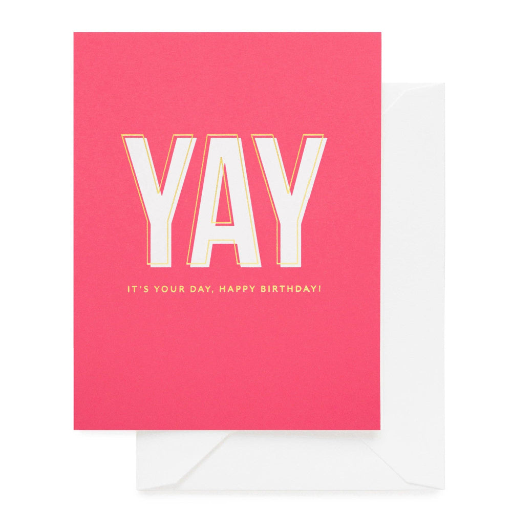 Hot Pink Yay Birthday Card