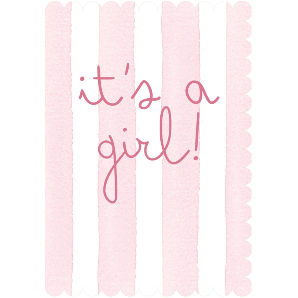 It's a Girl Stripe Baby Shower Greeting Card