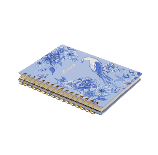 Blue Toile Bird Spiral Notebook
