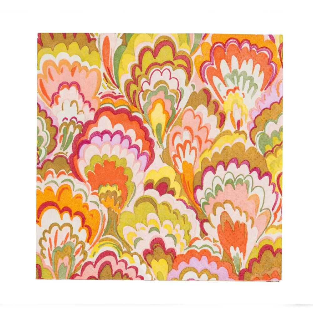 Marbled Ceramica Raspberry Caspari Cocktail Napkin