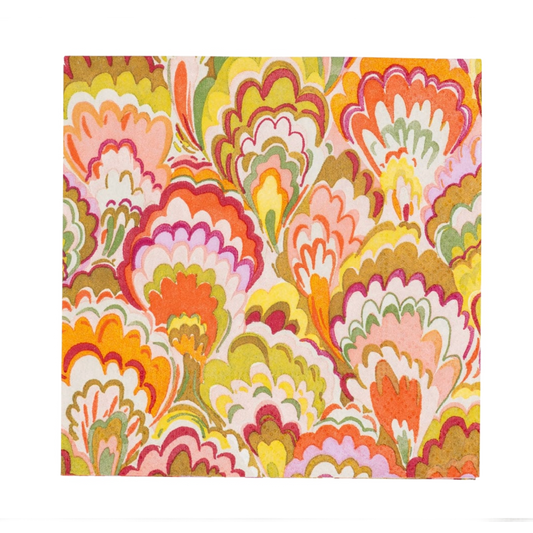 Marbled Ceramica Raspberry Caspari Cocktail Napkin
