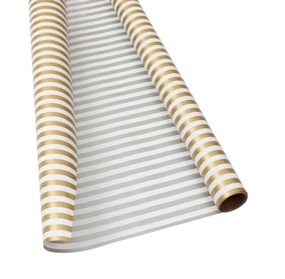Club Stripe Gold/Silver Reversible Gift Wrapping Paper
