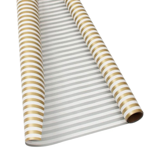 Club Stripe Gold/Silver Reversible Gift Wrapping Paper