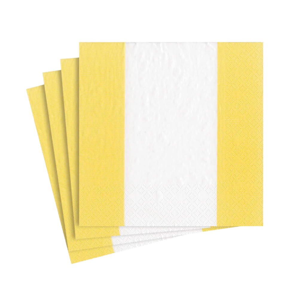 Bandol Stripe Yellow Cocktail Napkin