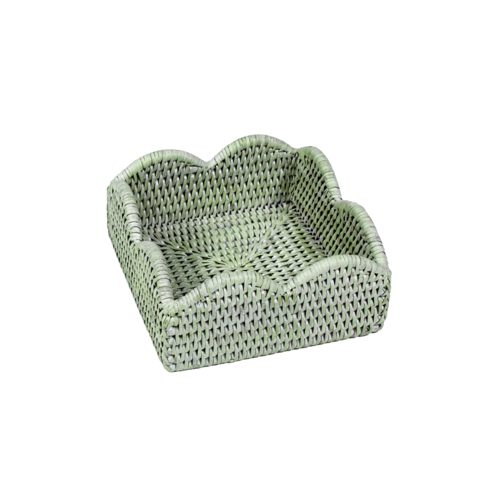 Green Rattan Scallop Cocktail Holder