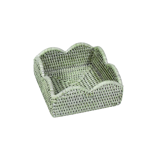 Green Rattan Scallop Cocktail Holder