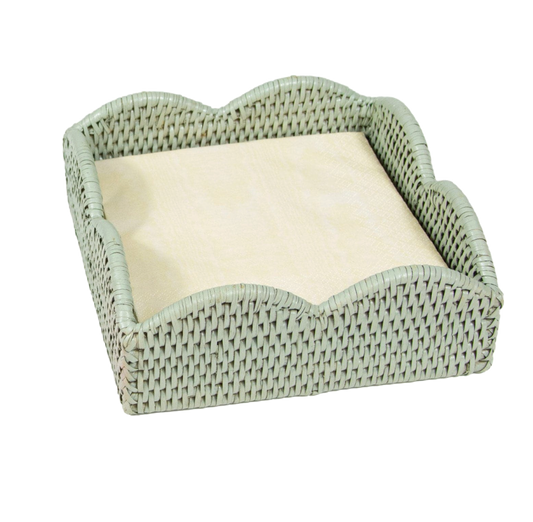 Green Rattan Scallop Luncheon Holder