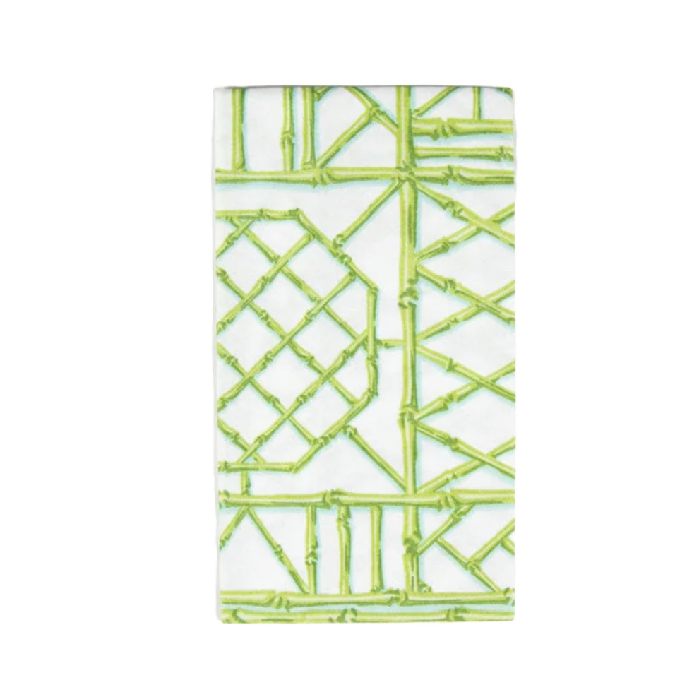 Bamboo Screen Moss Green Caspari Guest Towel Napkin