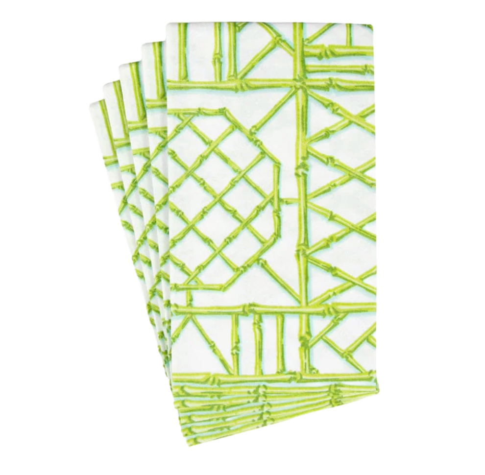 Bamboo Screen Moss Green Caspari Guest Towel Napkin