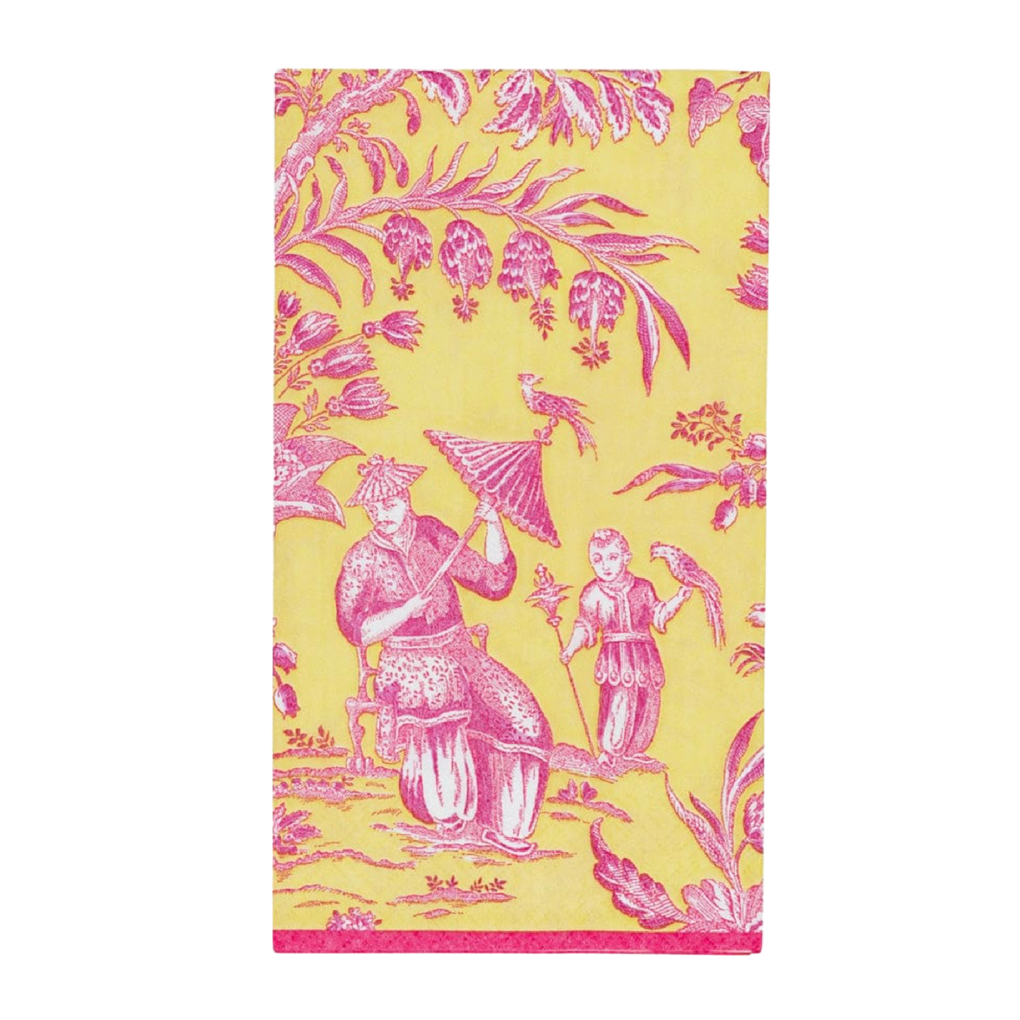 Silk Road Toile Chartreuse Caspari Guest Towel Napkin