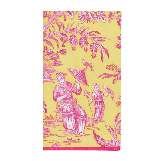 Silk Road Toile Chartreuse Caspari Guest Towel Napkin