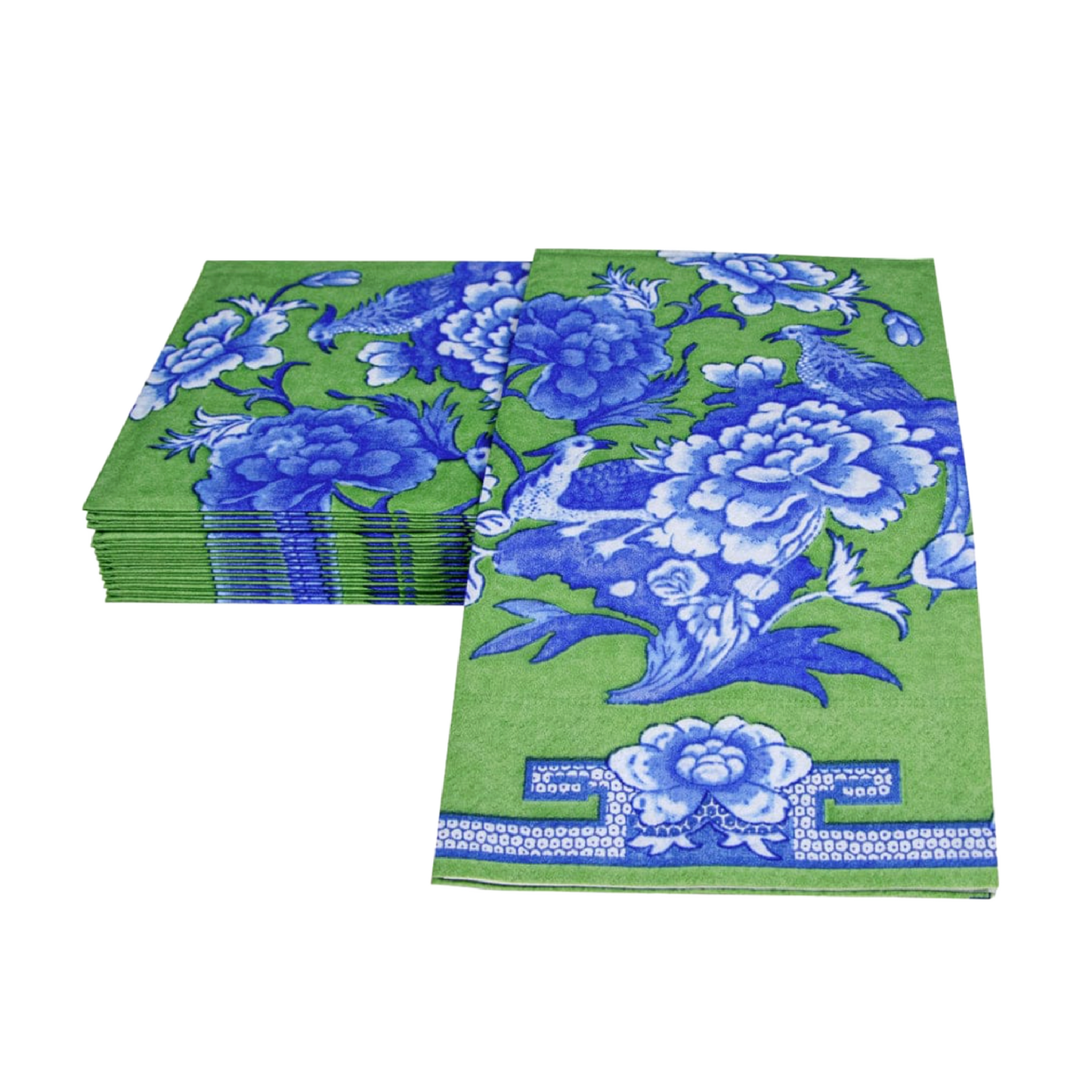 Green And Blue Plate Caspari Guest Towel Napkin