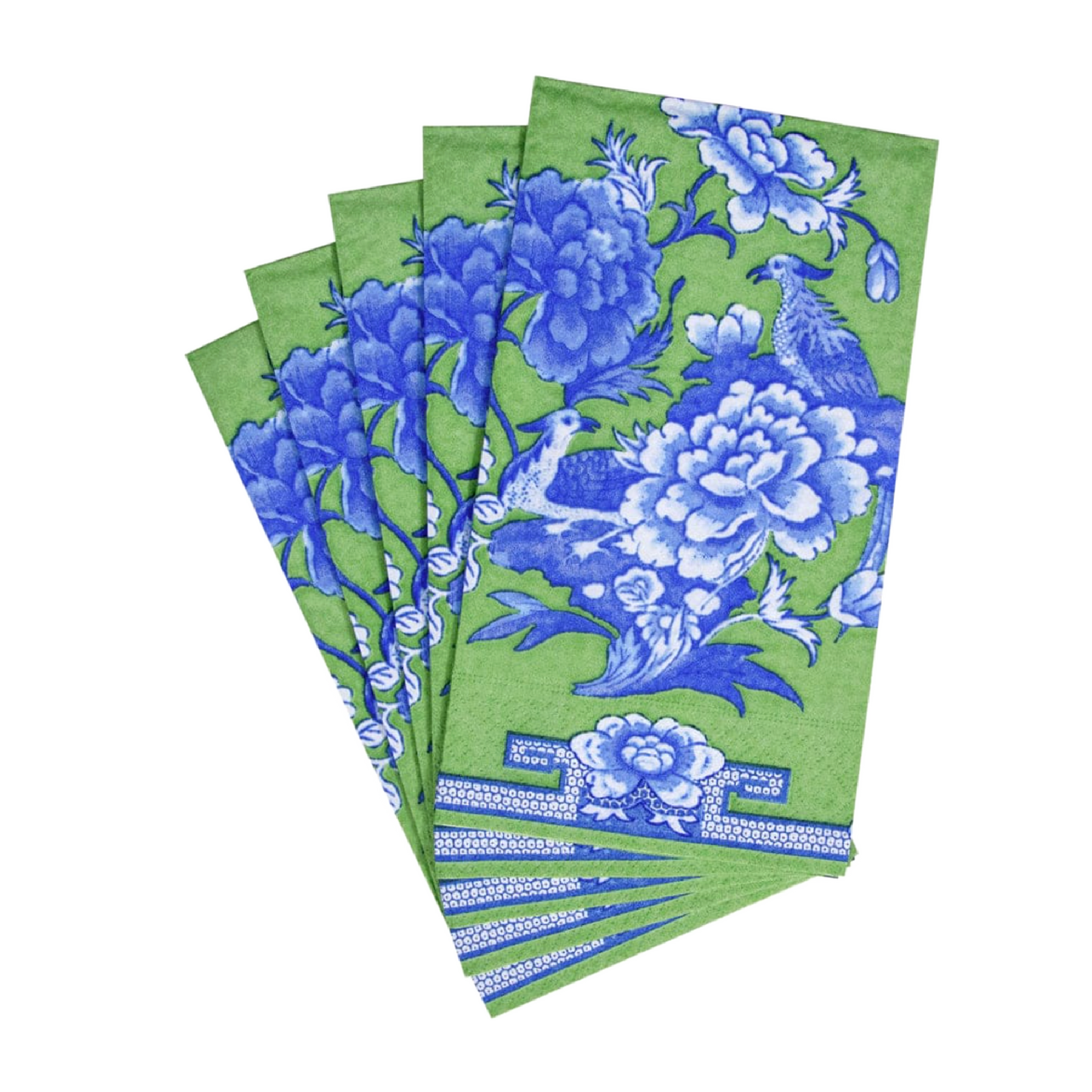 Green And Blue Plate Caspari Guest Towel Napkin