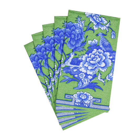 Green And Blue Plate Caspari Guest Towel Napkin
