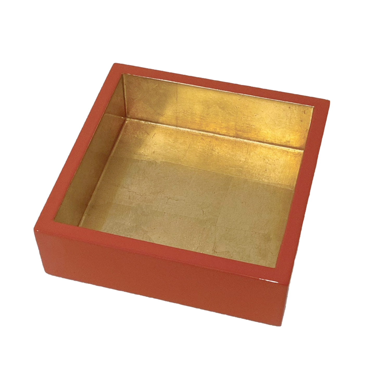 Coral w/Gold Lacquer Cocktail Napkin Holder