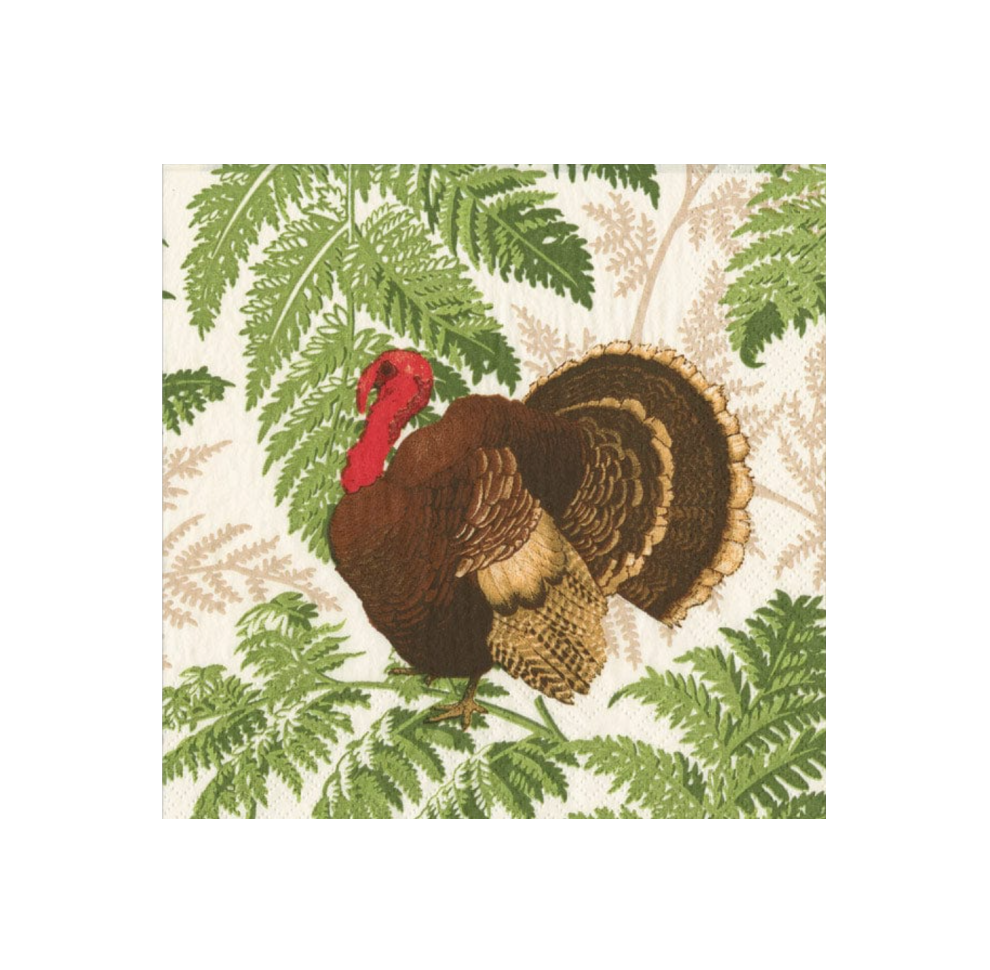 Turkey Among Ferns Cocktail Napkin