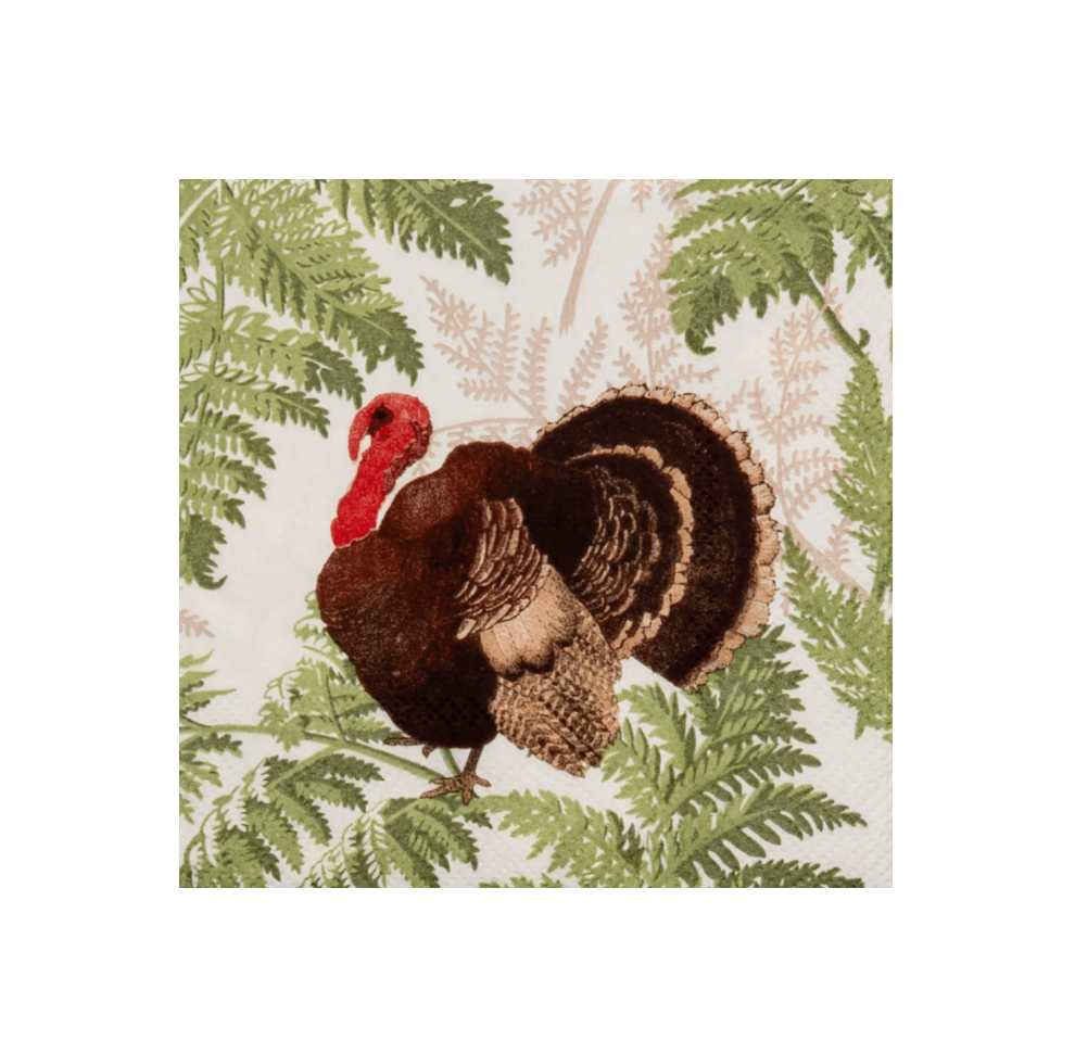 Turkey Among Ferns Cocktail Napkin