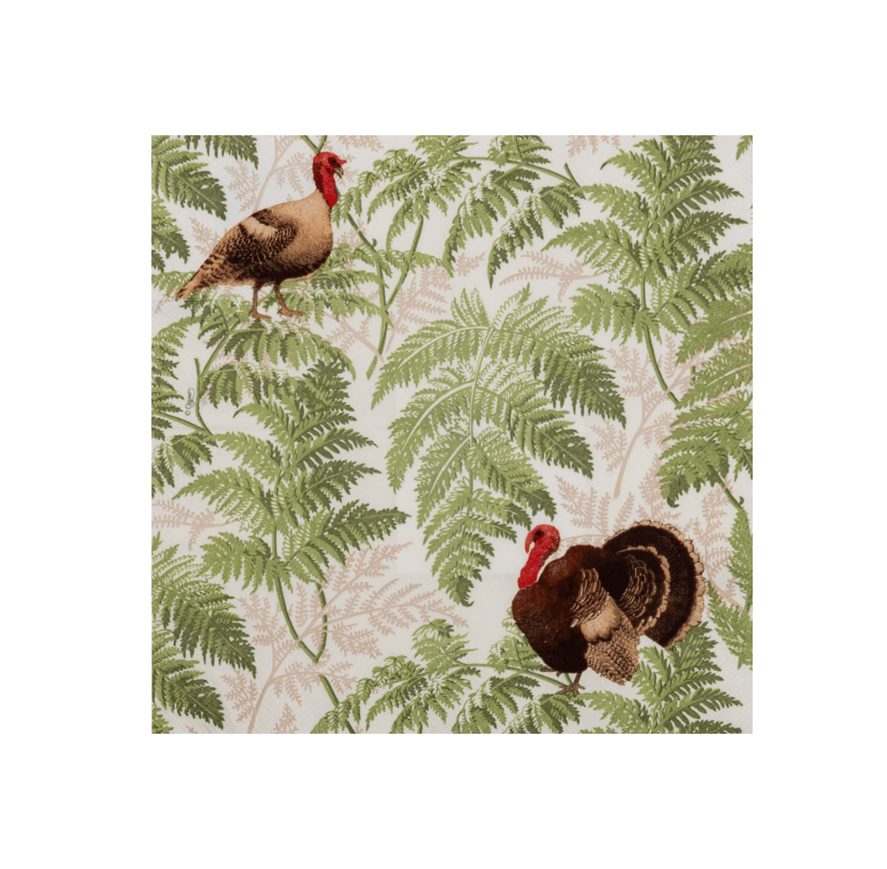 Turkey Among Ferns Cocktail Napkin