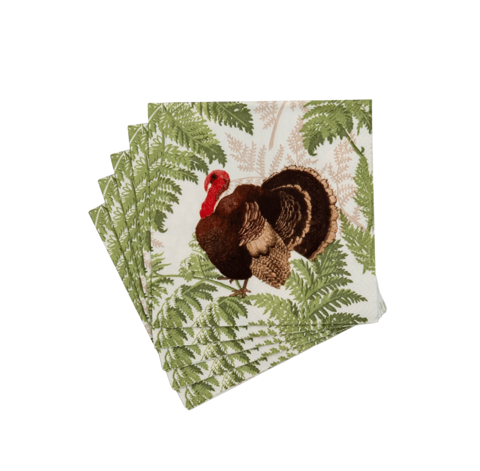 Turkey Among Ferns Cocktail Napkin