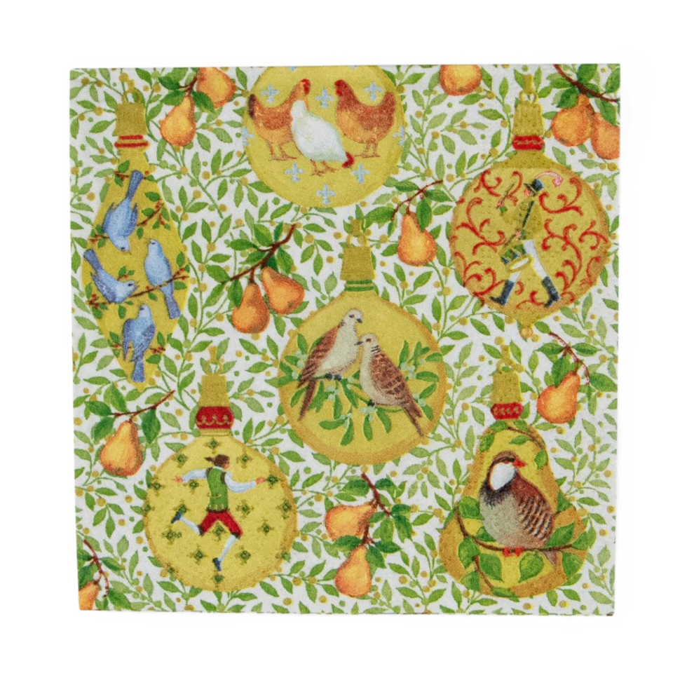 In a Pear Tree Caspari Cocktail Napkin