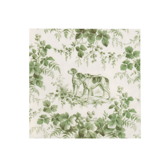 Hunting Toile Evergreen Caspari Cocktail Napkin