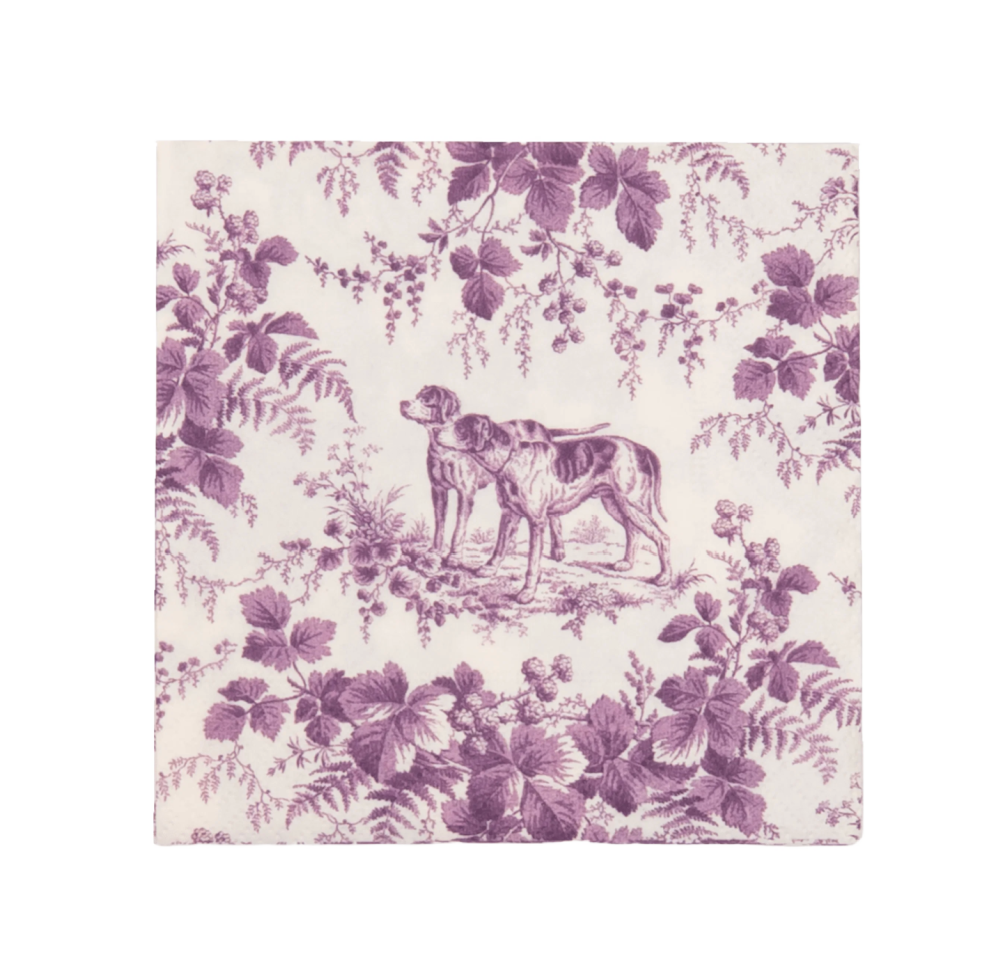 Hunting Toile Aubergine Caspari Cocktail Napkin