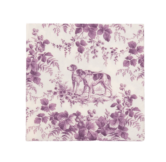 Hunting Toile Aubergine Caspari Cocktail Napkin