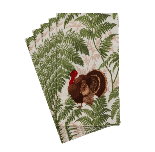 Turkey Among Ferns Caspari Guest Towel Napkin