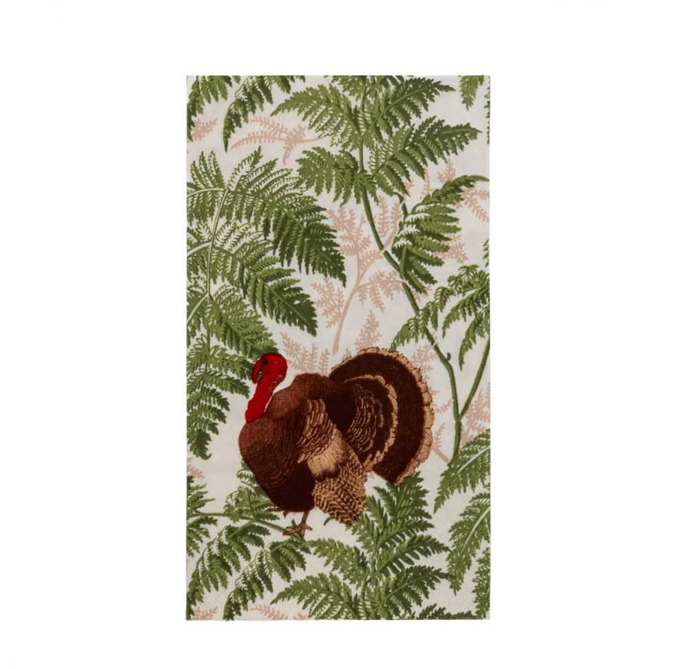 Turkey Among Ferns Caspari Guest Towel Napkin