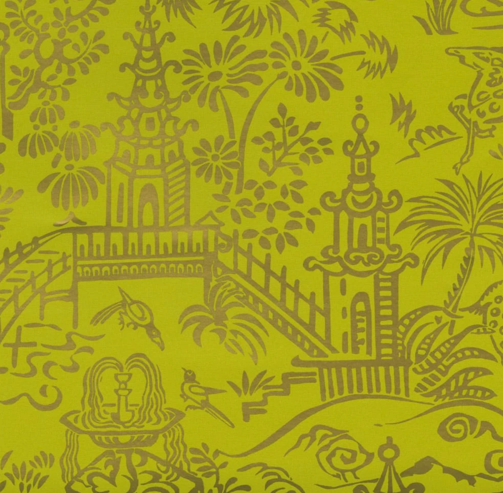 Pagoda Toile Chartreuse Wrapping Paper
