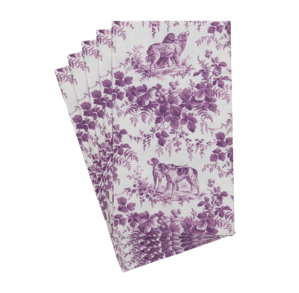 Hunting Toile Aubergine Caspari Guest Towel Napkin
